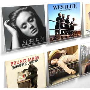 Vinyl Record Shelf Wall Mount, 12 inch Clear Acrylic Album Record Holder Display, Floating Shelves for Wall, Magazine Shelf, Kids Bookshelf, Suitable for Bedroom, Living Room, etc.6 Pack