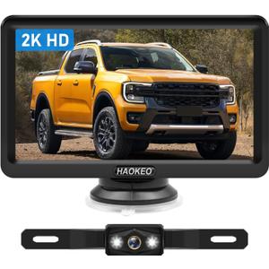 Backup Camera for Truck 7 Inch HD 2K Front Rear View Monitor kit Auto Color Image Night Vision, IP69 Waterproof DIY Grid Lines for Car/RV/Tractor/Semi-Trailers/Pickup H7