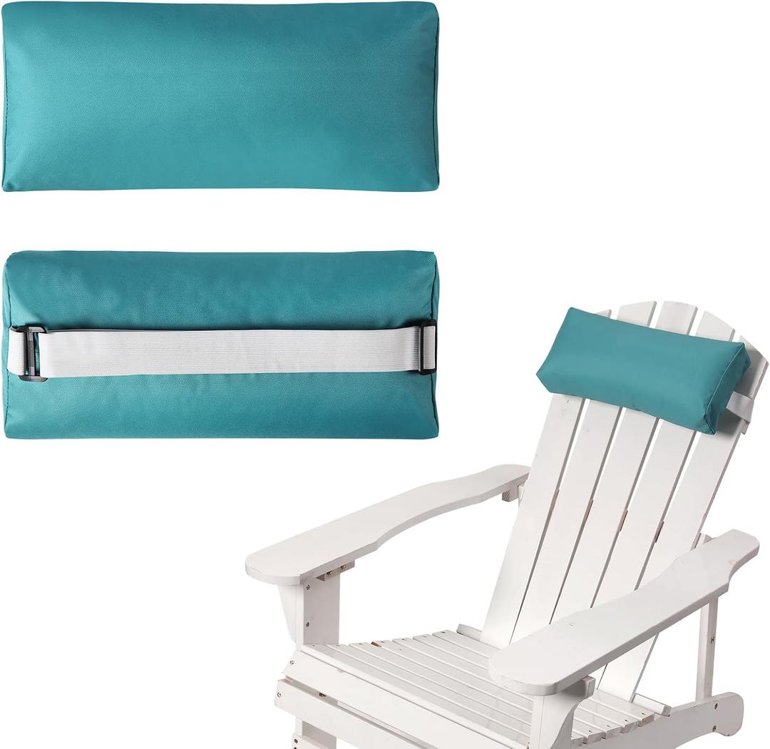 Chaise Lounge Head Pillow, 2 Pack Outdoor Lounge Chair Pillows with Adjustable Strap Longue Head Pillow Headrest Pillows for Patio Backyard Beach Pool Garden Recliner(Khaki)