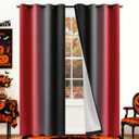 COSVIYA Red and Black 100% Blackout Curtains for Bedroom with White Back, 2 Thick Layers Full Room Darkening Thermal Insulated Grommet Drapes, 52x84 Inch, 2 Panels