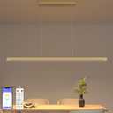 40W Gold Linear Pendant Light Aluminum, 54" Dimmable Kitchen Island Lighting with Remote & App Control, Adjustable CCT (3000K-6000K), Dining Room Chandelier for Home Office Study