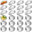 Honeydak 24 Pcs Stainless Steel Oyster Shells and Grillable Scallop Shells Reusable Large Grilling Pan Baking Dish for Cooking Oysters, Shrimp, Seafood, Scallops, Clams, Silver