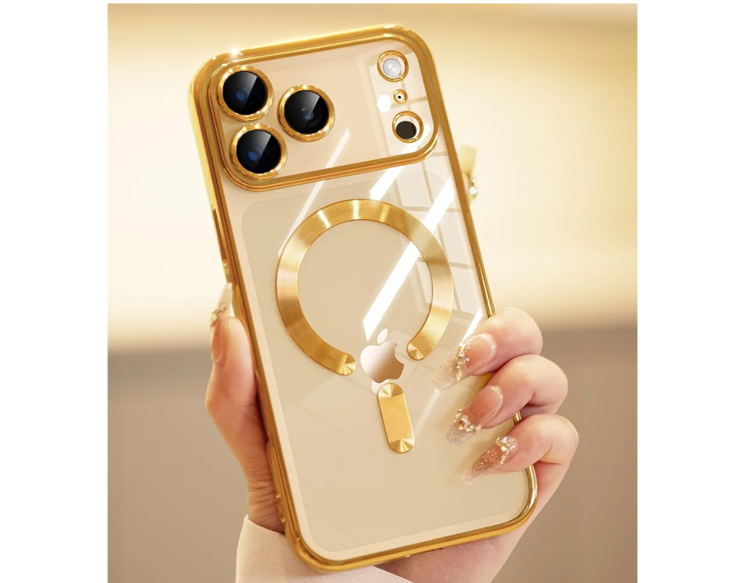 for iPhone 17 Pro Max Case with 1x Screen Protector, [Compatible with MagSafe] [Integrated Camera Protection], Non-Yellowing Slim Cute Women Girly Magnetic Cover for iPhone 17 Pro Max, Gold