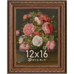 12x16 Antique Gold Bronze Picture Frame, Shatterproof Cover, 1 Pack