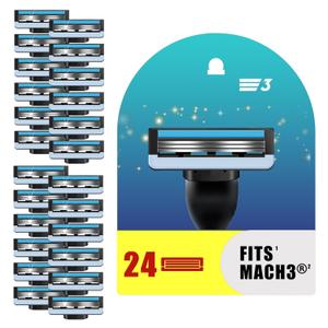 Mach 3 Razor Blade Refills for Men - 24PCS Compatible With Mach3 Razors, Triple-layer Manual Compatible with Mach 3 Razor Blades Refills Pack, Precisi