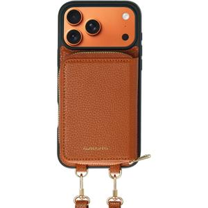 ORNARTO Magnetic Detachable Wallet Case for iPhone 17 Pro Max, [Compatible with MagSafe], Crossbody Wallet Case with Card Holder Wrist Strap, RFID Blocking PU Leather Wallet Phone Cover 6.9", Brown