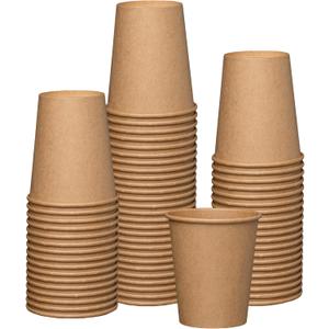 GUSTO [100 Count Kraft Disposable Paper Cups, Hot Coffee Cups Brown Unbleached - Eco-Friendly Cups (8 oz. - Kraft)