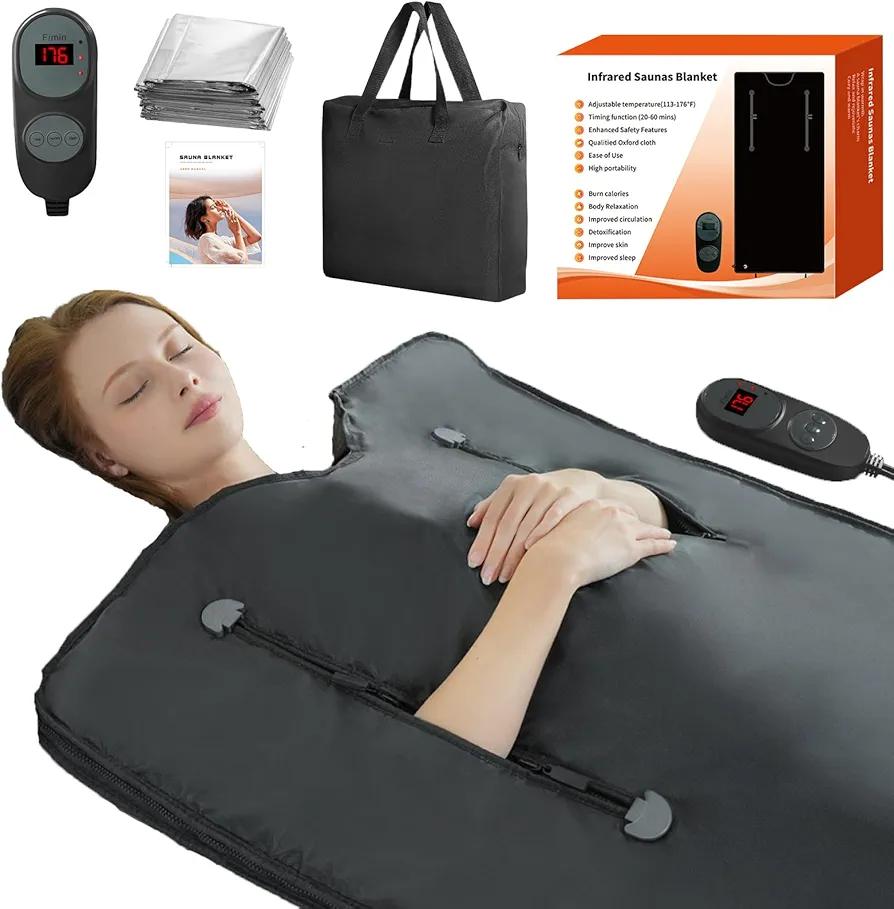Far Infrared Sauna Blanket Portable Sauna Infrared Blanket for Detoxification and Home Relaxation, 113-176℉/ 20-60 Minutes Timer, 6 ft x 2.62 ft