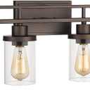 Emliviar 4-Light Vintage Vanity Light - Farmhouse Bathroom Wall Light Fixtures, Oil Rubbed Bronze Finish with Clear Glass, YCE238B-4W ORB