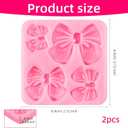 4 x Bow Chocolate Molds Silicone 2Pcs, 2.72 Inch Small Bowknot Fondant Mold for Cake Decorating, Flexible Bowing Shape Trays for Cookies Candy Rice Krispies Treats, DIY Party Dessert Baking Supplies