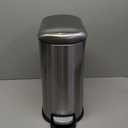 Amazon Basics D-Shaped Small Trash Can with Lid and Soft-Close Foot Pedal for Bathroom, Bedroom, Living Room, Office, Smudge Resistant, 10 l / 2.6 gallon, Silver
