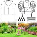 Youpehom Small 12.55"*16.53" Decorative Garden Fencing Border, No Dig Fences Barrier, Black Metal Fence, Garden Edging Fence Panel, Dog Fence Outdoor for Yard, Flower Bed (6 Pcs)