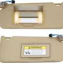 Beige Sun Visor Right Passenger&Left Driver Compatible with Accord 2008-2012 2013 2014 2015 2016 2017 W/Light Mirror 83230-TA0-A91ZB 83230TA0A91ZB