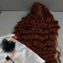 GORGIUS Ginger Brown Ocean Wave Wig Pre Cut Glueless Synthetic Lace Front Wigs Side Part Long Wig For Women 28 Inch