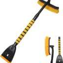 39" Snow Brush & Ice Scraper for Car Windshield, 2-in-1 Detachable Ice Scraper with 360 Pivoting Brush Head, Extendable Snow Removal Tool Winter Accessories for Cars Trucks SUVs (Yellow)