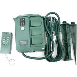 ARC-POWER Remote Control 6 Outlet Light Sensor Digital Timer Outdoor Garden Stake Strip