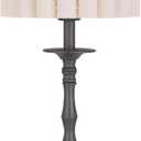 Vintage Brown Scalloped Table Lamp, Rustic/Farmhouse Pleated Lamp, Scalloped Lampshade and Bamboo Lamp Post, for Living Room Bedside Side Table (21.4'' Tall Pack of 1)