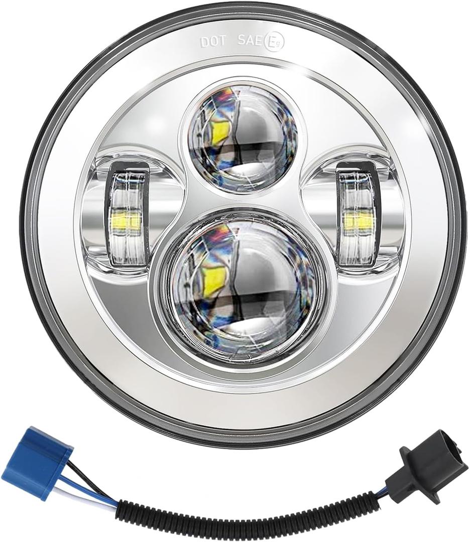 7 Inch Motorcycle LED Headlight For Harley Davidson Fat Boy Road King Street Glide Electra Glide Heritage Softail Slim 114 117 Ultra Limited Tri CVO Ultra Classic Switchback Freewheeler Deluxe 107