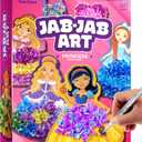 Dan&Darci Jab Jab Art Magical Princesses Kit - Gifts for 5 Year Old Girls - Arts and Crafts for Kids Ages 4-8, 4-6 - Mess-Free Craft - Birthday Gift Ideas for Girls Ages 4, 5, 6, 7, 8, 9