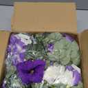 Yastouay Artificial Flowers for Outdoors, 2 Pack Artificial Petunias Fake Flowers, UV Resistant Realistic Hanging Flowers Plants for Outside Porch Patio Garden Spring Summer Decor(Purple White)