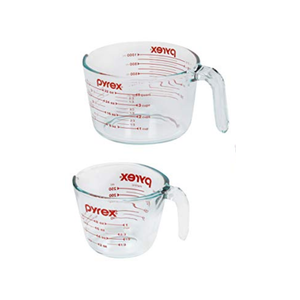 Pyrex Essentials (2 Pack) Glass Measuring Cups Set, (1 & 4 Cup) Measuring Cups For Prepping, Baking and Cooking, Preheated Oven, Dishwasher, Freezer, and Microwave Safe