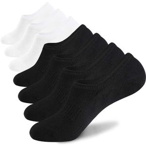 WANDER No Show Socks Mens 7/8 Pair Cotton Thin Non Slip Low Cut Men Invisible Sock  (4black+3white, Large)