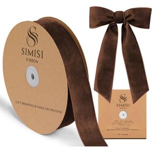 Brown Velvet Ribbon 1.5'' 25 Yards for Christmas Tree, Gift Wrapping, Flower Bouquet, Wreath Decorations, Bow Making (1.5 x 900 in)