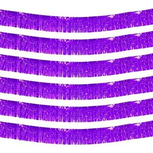 6 Pack 10 Feet Foil Fringe Garland Metallic Tinsel Streamers Banner Wall Hanging Curtain Backdrop Banner for Parade Floats, Thanksgiving, Christmas, Birthday, Halloween Party Decorations(Purple)