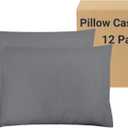 ZPECC Pillow Cases King Size Set of 12, 20x36 Envelope Closure Pillowcases, Soft Plain Brushed Microfiber Covers Hypoallergenic Breathable, Gray