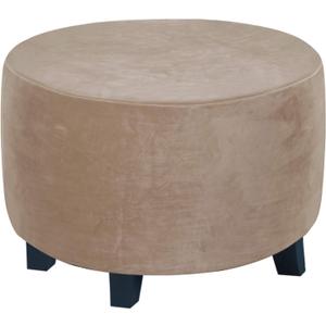 H.VERSAILTEX Round Ottoman Slipcover Ottoman Covers Slipcover Footstool Protector Covers Storage Stool Ottoman Covers Stretch with Elastic Bottom, Feature Real Velvet Plush Fabric (X-Large, Taupe)