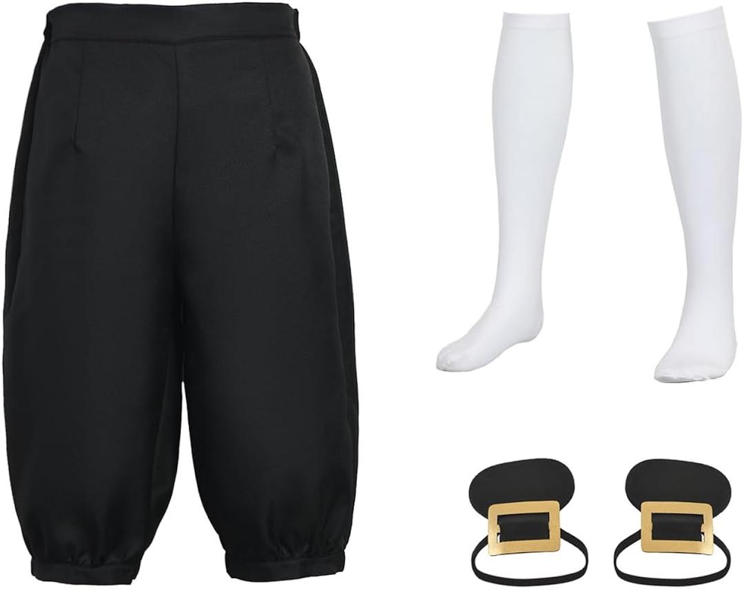 ANDHOM Boys Colonial Costume Set Knicker Pants Shoe Buckles White Socks Accessories for Colonial Style Boys Knicker Pants ANDHOM Boys Colonial Costume Set Knicker Pants Shoe Buckles White Socks Accessories for Colonial Style Boys Knicker Pants