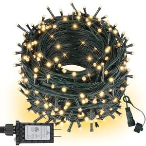 ASENEK Extra Long Christmas Tree Lights 78.7 ft 600 LED Connectable 8 Modes with Timer Decorative String Lights for Xmas Tree Patio Party Warm White 2 Pack