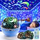Night Light Projector,Night Light for Kids Room with Remote and Timer,360° Rotation,3 Projection Films,18 Light Modes,8 Lullaby Songs,Kids Night Lamp, Birthday Christmas Gifts for Boys Girls (Blue)