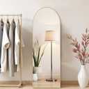Arched Mirror Full Length, Upgraded 16"x59" Body Wall Mirrors with Shatter-Proof Glass, Floor Standing, Hanging or Leaning, Tall Arch Mirror with Stand Aluminum Alloy Frame for Bedroom, Gold