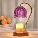 Electric Lamp Candle Warmer with Timer - Dimmable Candle Warmer Lamp, Gifts for Birthdays Valentine's Day, Flower Wax Warmer Candle Lamp for Home Decor, Farmhouse, Purple