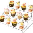 Acrylic Riser Display Stand 3 tier Perfume Organizer Stand up,Perfume Stand Organizer for Men with Rail Guard ,Cabinet Shelf Riser Clear Display Action Figures ,Perfumes Kitchen Spices