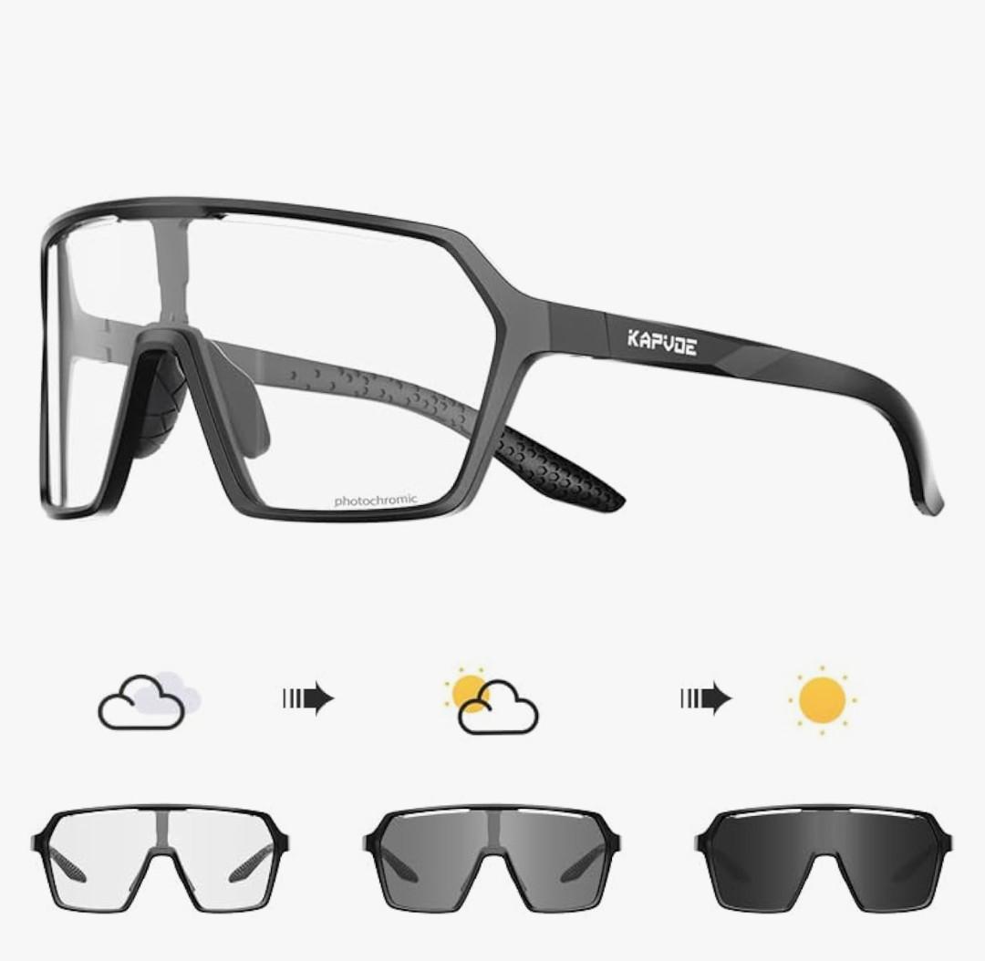 KAPVOE Photochromic Cycling Glasses Men Mountain Bike Glasses Women Clear MTB Sports Sunglasses Bicycle Triathlon Running