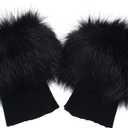 La Carrie Women Faux Fur Plush Leg Warmers Short Furry Fuzzy Leg Cuffs Girls Winter Knitted Boot(Black)