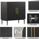 Storage Cabinet with Doors, Modern Black Accent Cabinet, Free Standing Cabinet, Wooden Buffet Sideboards for Living Room, Kitchen,Home Office, 31 inches x 16 inches x 31 inches
