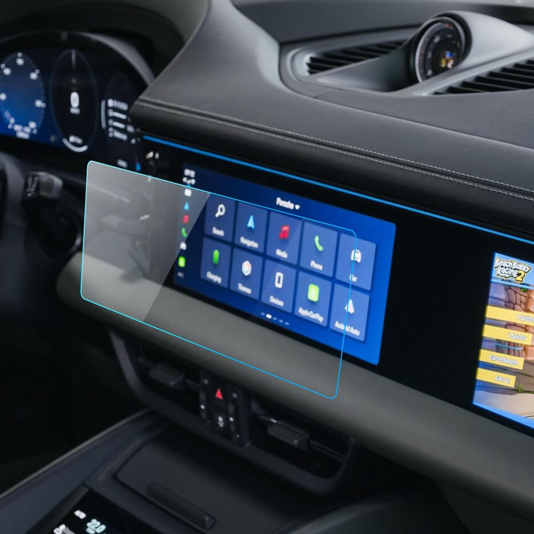 LANTU Car Screen Protector for Porsche Macan Turbo Electric 2024 2025 Dual Panoramic Displays Touchscreen Protector Film Tempered Glass HD Clear Anti-Glare 10.9''