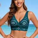 RIHOAS Women's Bikini Top Supportive Swimsuit with Built in Bra, Cut Out Swim Bathing Suit Top 2026 Sport Bra Swimsuit Top Green-S (S)