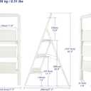 Step Ladder Folding Ladders (3 Steps, Pure White)