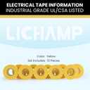 Lichamp 10-Pack Yellow Electrical Tape Waterproof, 3/4 in x 66ft, Industrial Grade UL/CSA Listed High Temp Electrical Tape Yellow Electric Super Vinyl