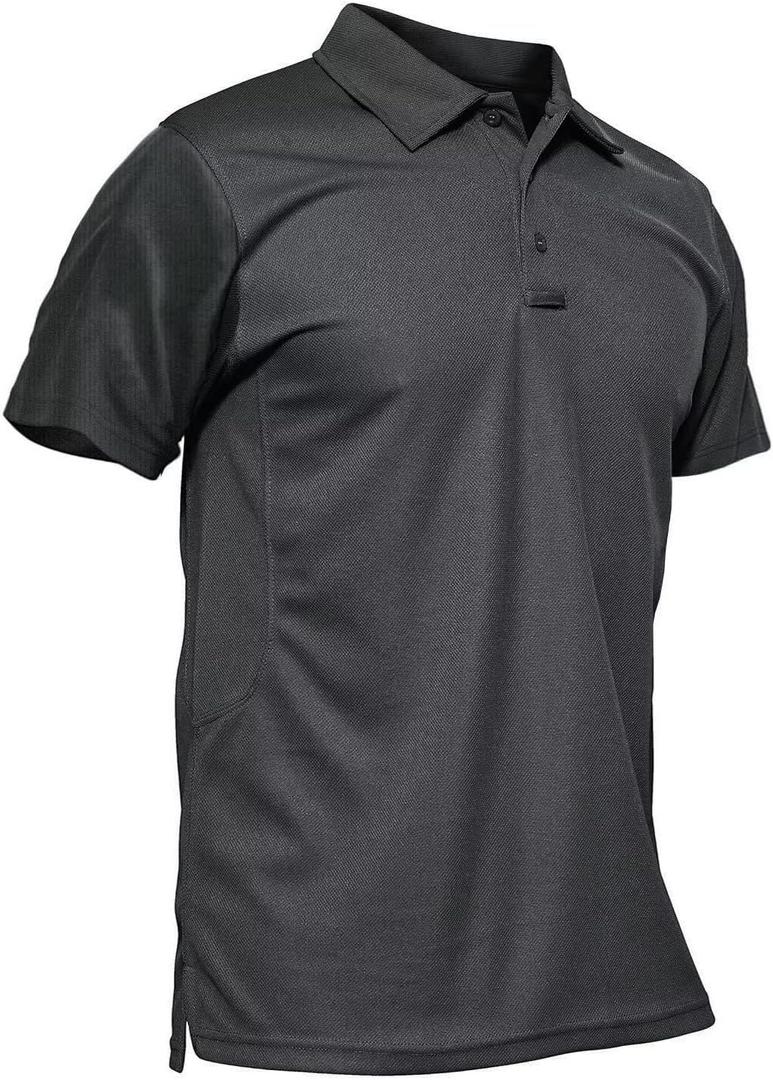 MAGCOMSEN Men's Polo Shirt Quick Dry Performance Short Sleeve Tactical Shirts Pique Jersey Golf Shirt (Medium, #04 Grey)