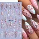 Classical Flower Nail Stickers for Nail Art - Spring Nail Decals Pink Blue Floral Nail Art Stickers 3D Self-Adhesive Nail Supplies DIY Flowers Manicure Decoration for Women 2Pcs