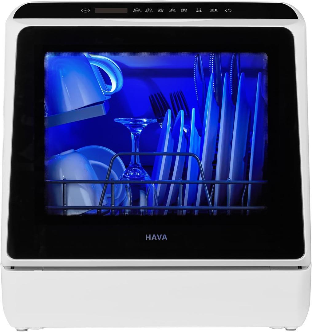 Countertop Dishwasher, 6 Programs Portable Dishwasher with Water Tank
No Hookup Needed, 167 °F High-Temperature Washing, Baby Care & Hot Air Drying Function for Homes, Apartments and RVs