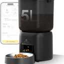Automatic Cat Feeder, 5G WiFi Auto Cat Food Dispenser with Desiccant Bag, 5L Timed Pet Feeder with Free APP Service, Adjustable Portions Down to 1/12 Cup, Up to 10 Meals Per Day, Dual Power Supply
