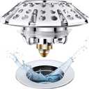 Universal Tub Stopper Bathtub Drain Plug, Pop Up Tub Drain Hair Catcher, Drain Cover with Strainer, for 1-3/8 to 2in Bath Drain Hole