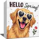 Funny Spring Decorations for Office Farmhouse Spring Wooden Box Sign, Home Decor for Room Desk Table Shelf 5 x 5 Inches