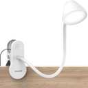 LEPOWER Clip on Light, Reading Lights for Books in Bed with 5 Colors & Stepless Dimming, RG0 Eye-Care, Auto Timer & Night Light, Strong Clamp for Headboard, Bedside, Desk, White